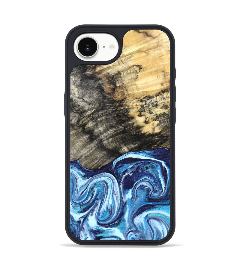 iPhone 16e Wood Phone Case - Aleyna (Blue, 832003)
