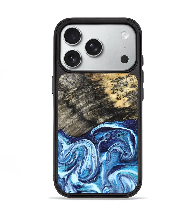 iPhone 18 Pro Wood Phone Case - Aleyna (Blue, 832003)