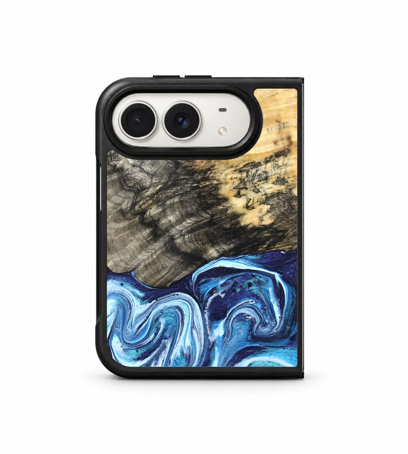 iPhone Duo Wood Phone Case - Aleyna (Blue, 832003)