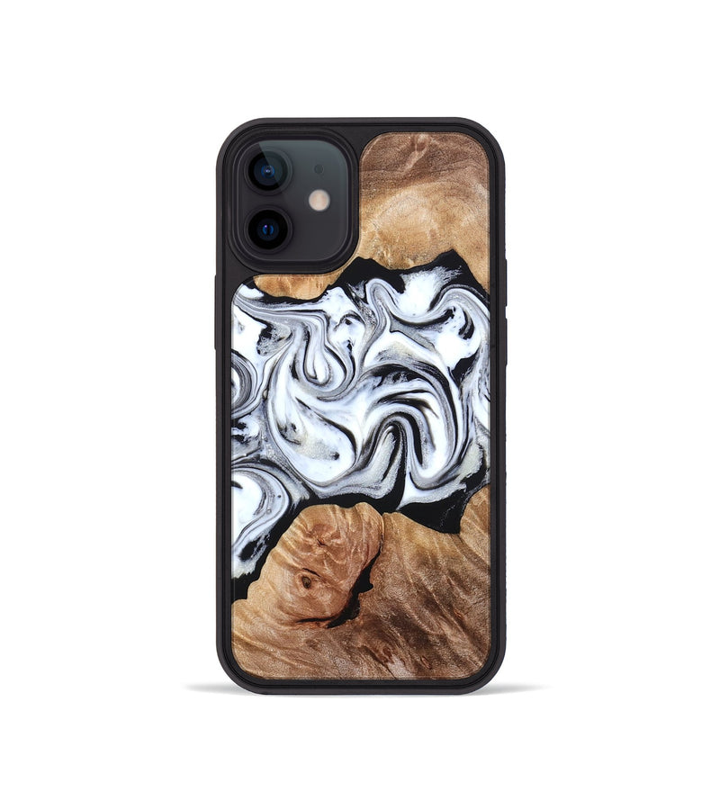 iPhone 12 mini Wood Phone Case - Dian (Black & White, 832128)