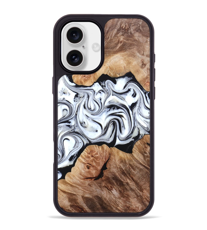 iPhone 16 Plus Wood Phone Case - Dian (Black & White, 832128)
