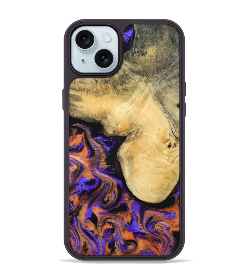 iPhone 15 Plus Wood Phone Case - Ocean (Purple, 832372)