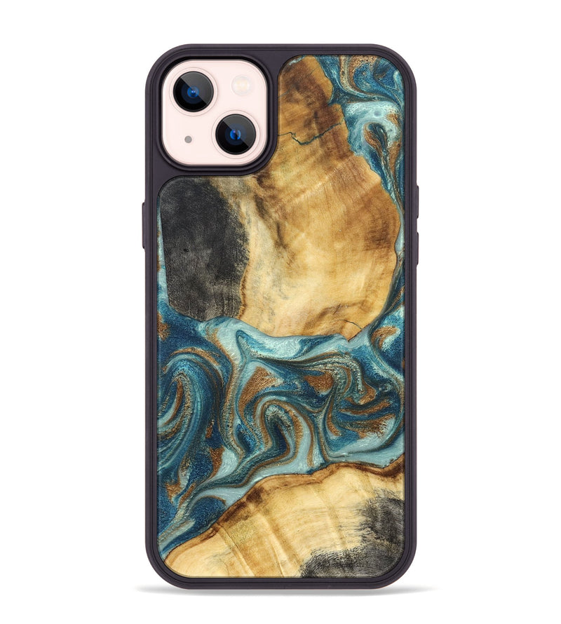 iPhone 14 Plus Wood Phone Case - Zariyah (Teal & Gold, 832541)