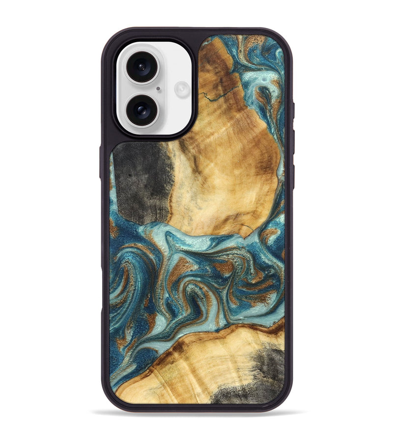 iPhone 16 Plus Wood Phone Case - Zariyah (Teal & Gold, 832541)