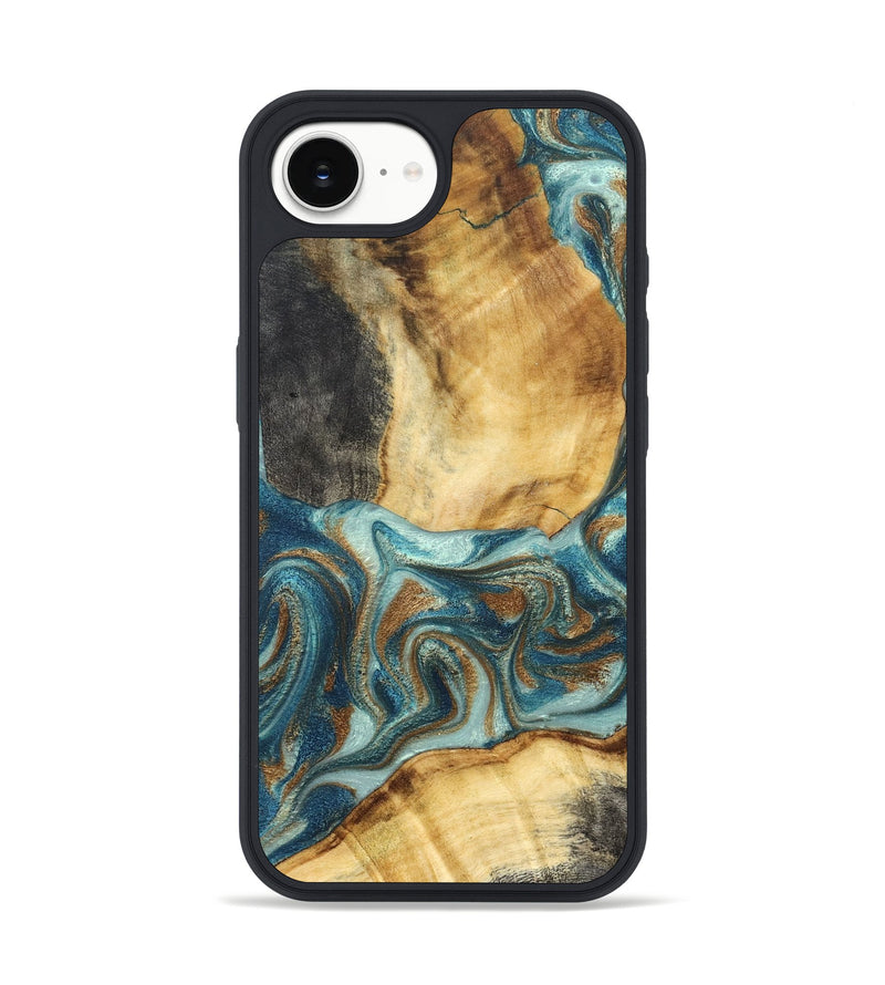iPhone 16e Wood Phone Case - Zariyah (Teal & Gold, 832541)