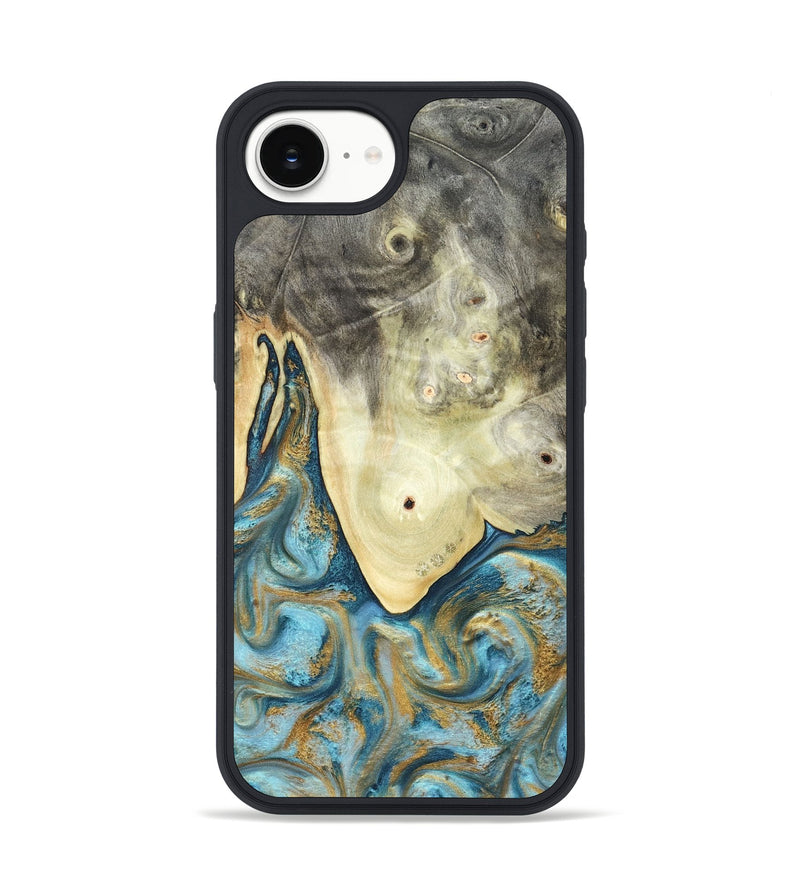 iPhone 16e Wood Phone Case - Wendy (Teal & Gold, 832544)