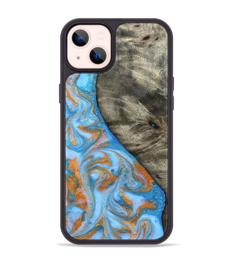 iPhone 14 Plus Wood Phone Case - Tabatha (Teal & Gold, 832652)