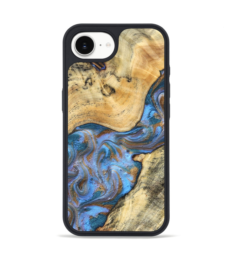 iPhone 16e Wood Phone Case - Coleen (Teal & Gold, 832918)