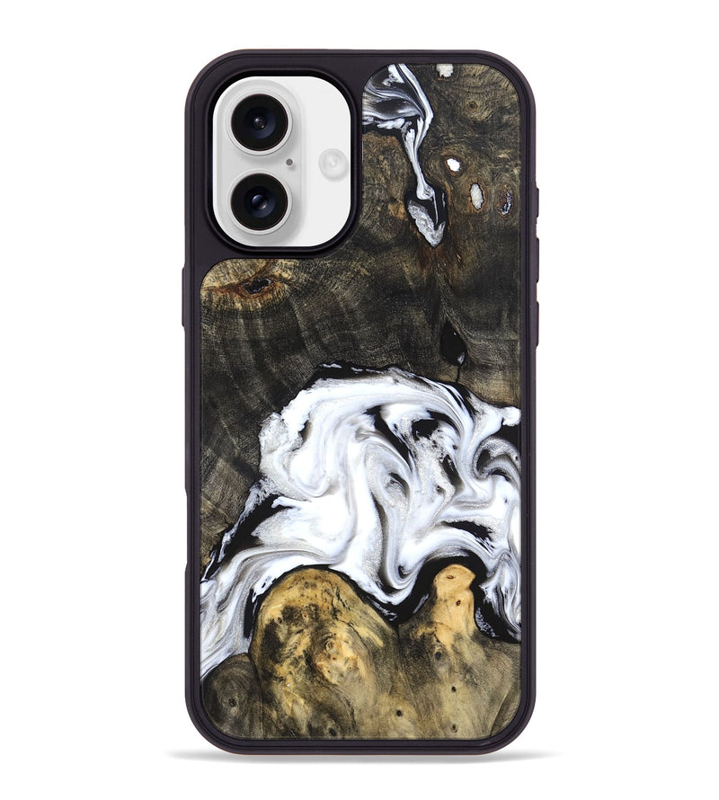 iPhone 16 Plus Wood Phone Case - Laraine (Black & White, 832954)