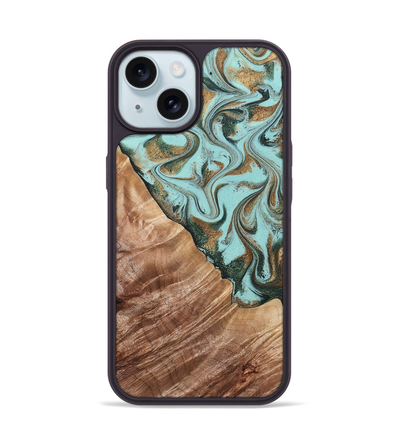 iPhone 15 Wood Phone Case - Draven (Green, 832995)