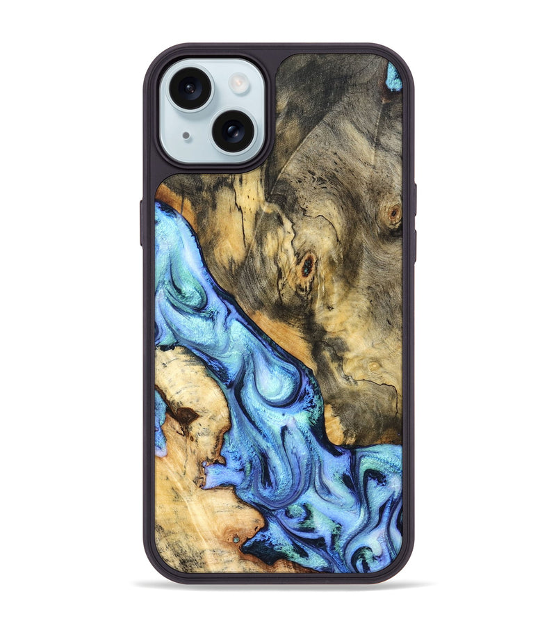 iPhone 15 Plus Wood Phone Case - Zev (Blue, 833209)