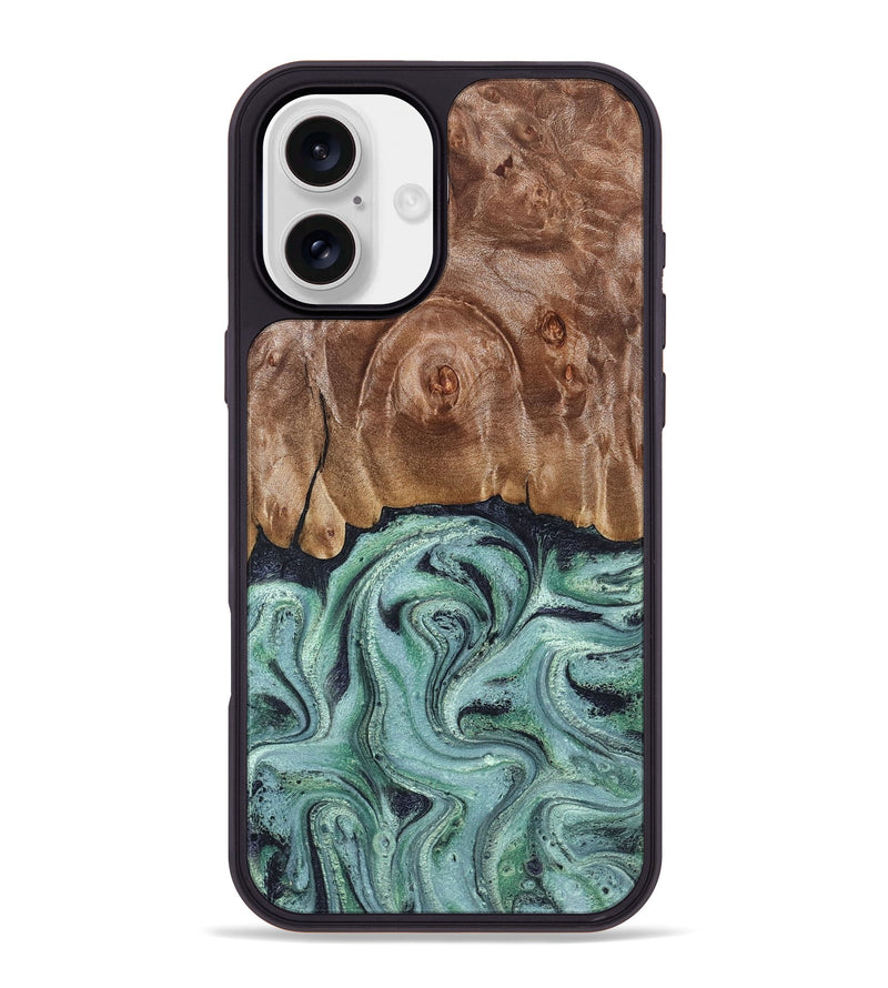 iPhone 16 Plus Wood Phone Case - Fate (Green, 833362)