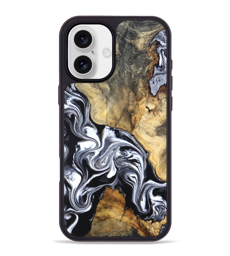iPhone 16 Plus Wood Phone Case - Shelby (Black & White, 833375)