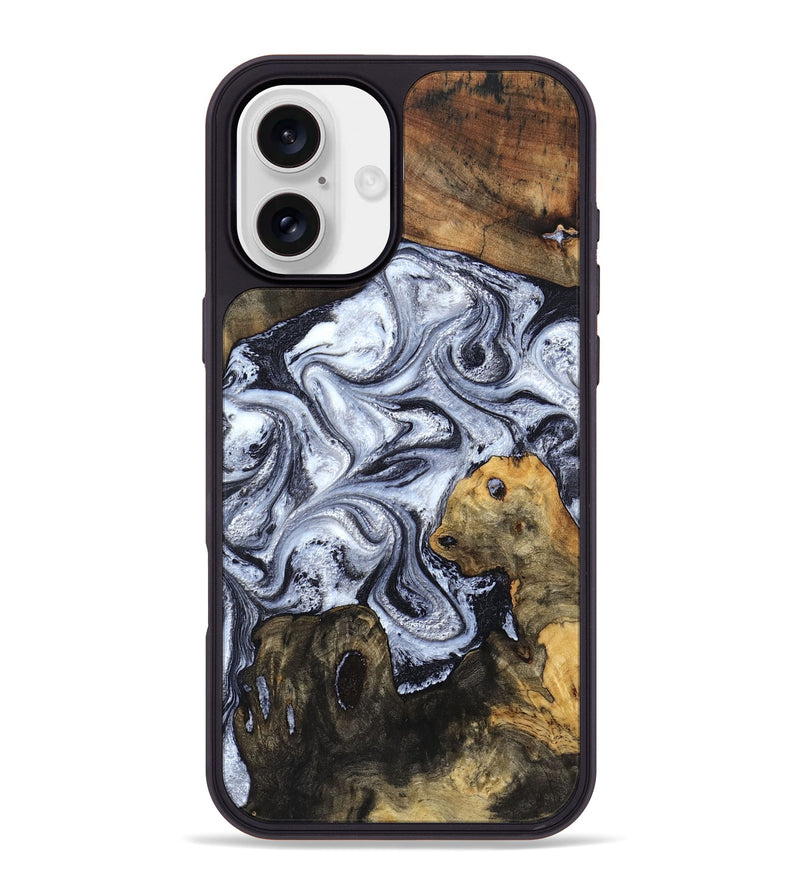 iPhone 16 Plus Wood Phone Case - Kaycee (Black & White, 833603)