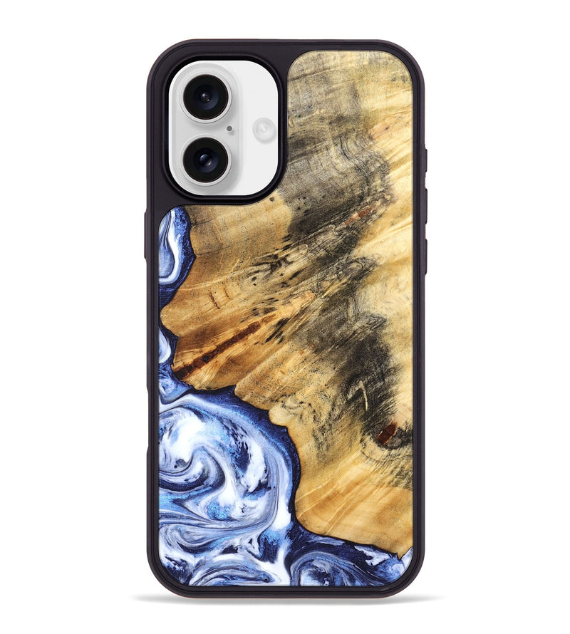 iPhone 16 Plus Wood Phone Case - Rosetta (Blue, 833897)