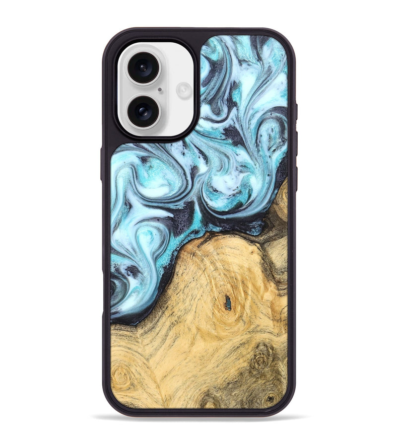 iPhone 16 Plus Wood Phone Case - Gail (Blue, 834077)