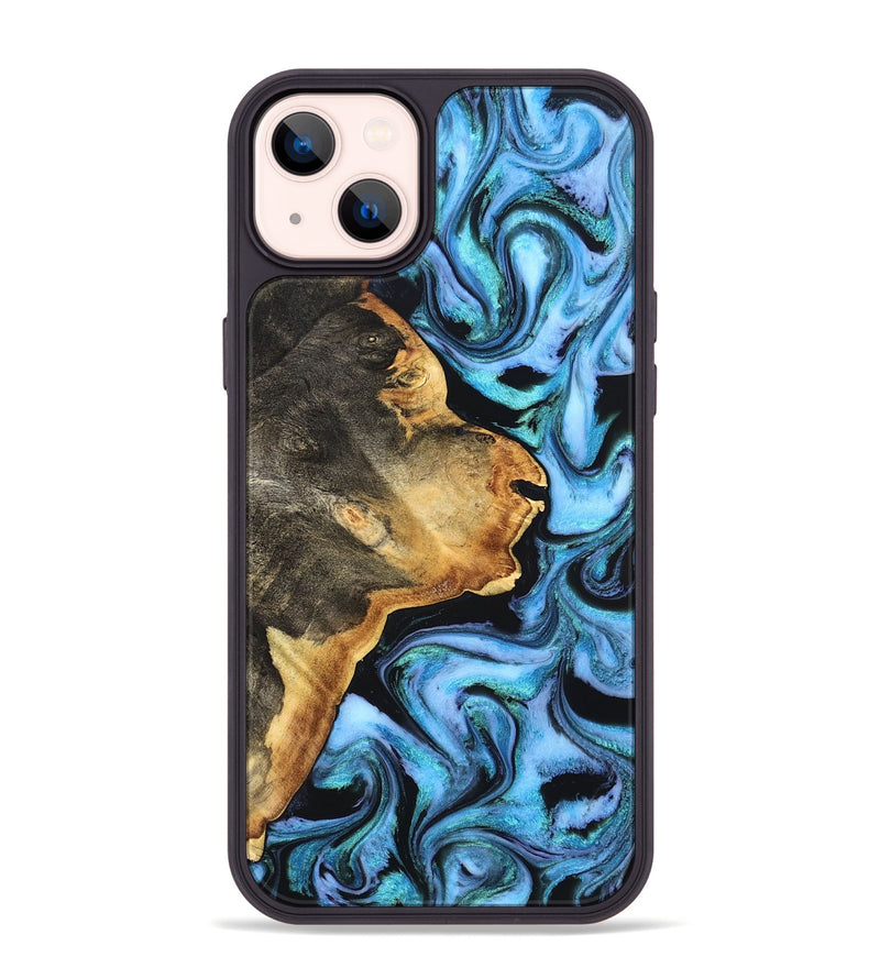 iPhone 14 Plus Wood Phone Case - Ira (Blue, 834238)
