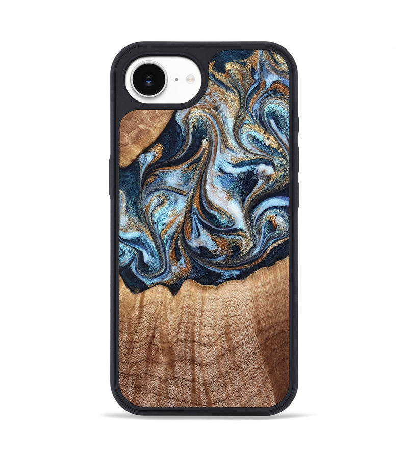 iPhone 16e Wood Phone Case - Chozen (Teal & Gold, 834252)