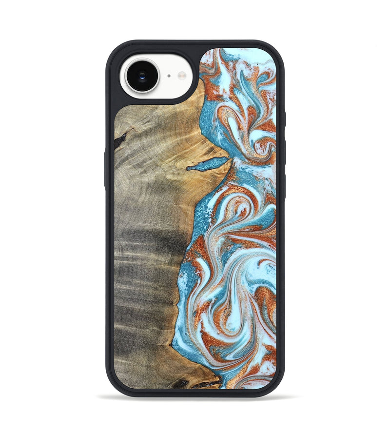 iPhone 16e Wood Phone Case - Kenia (Teal & Gold, 834496)