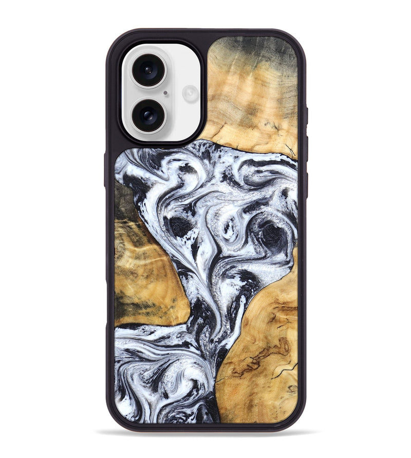 iPhone 16 Plus Wood Phone Case - Wesson (Black & White, 834736)