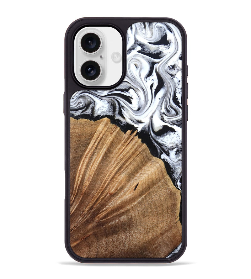 iPhone 16 Plus Wood Phone Case - Keaton (Black & White, 834738)