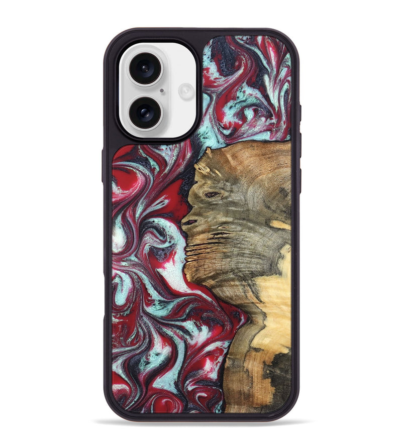 iPhone 16 Plus Wood Phone Case - Dorene (Red, 834742)