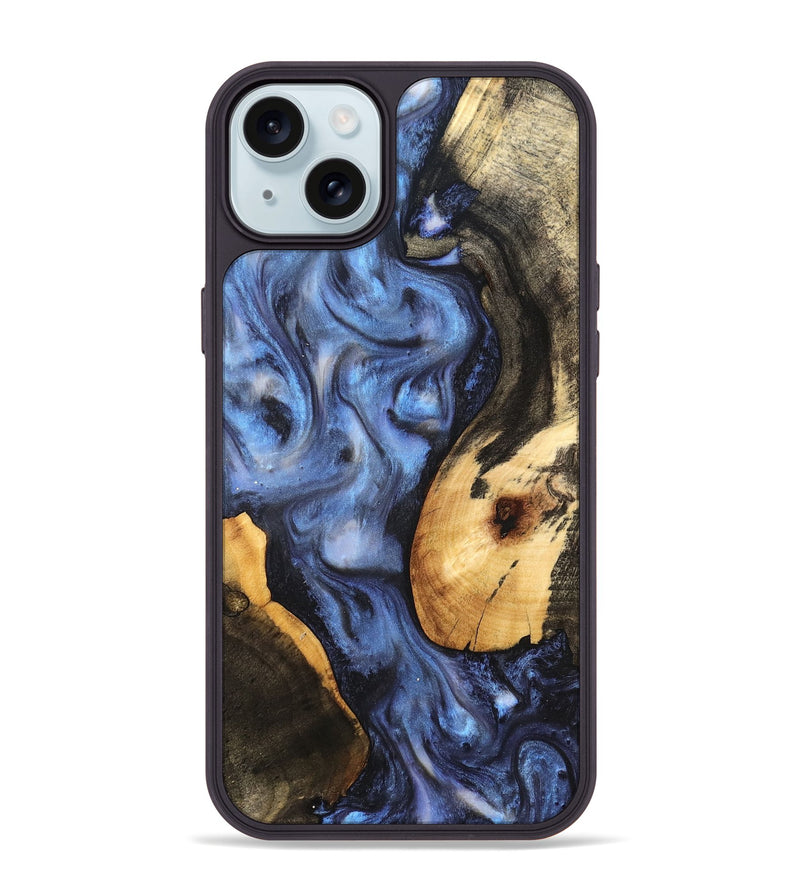 iPhone 15 Plus Wood Phone Case - Juana (Blue, 834745)
