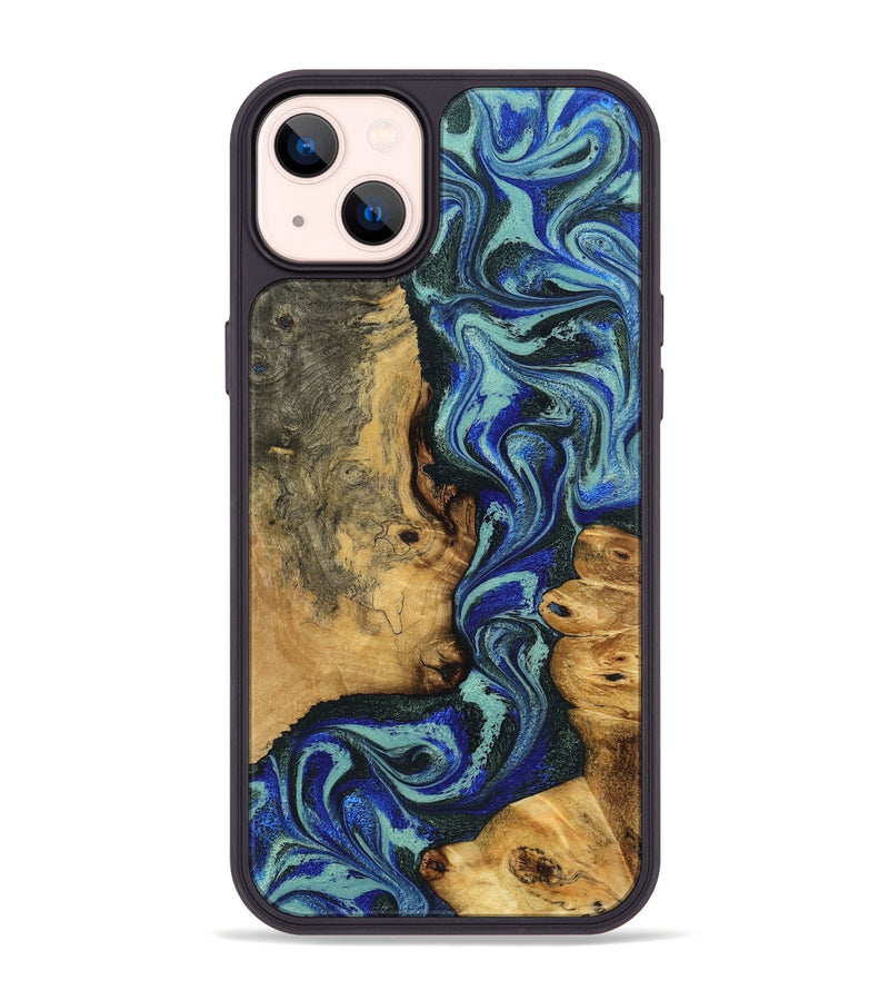 iPhone 14 Plus Wood Phone Case - Aya (Blue, 834748)
