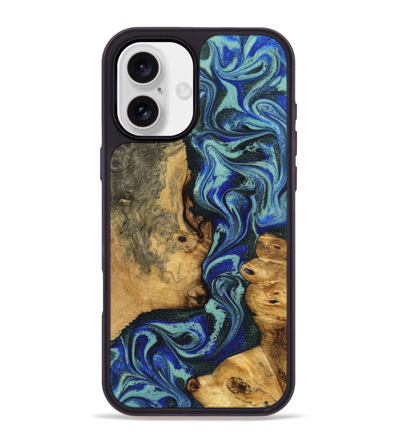 iPhone 16 Plus Wood Phone Case - Aya (Blue, 834748)