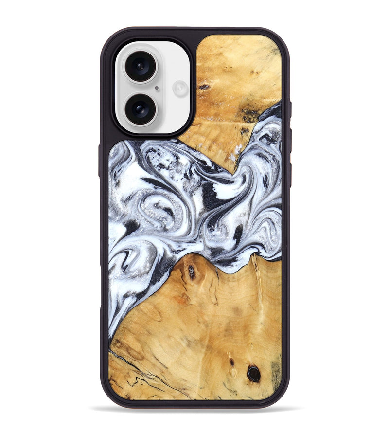 iPhone 16 Plus Wood Phone Case - Yasmine (Black & White, 834764)