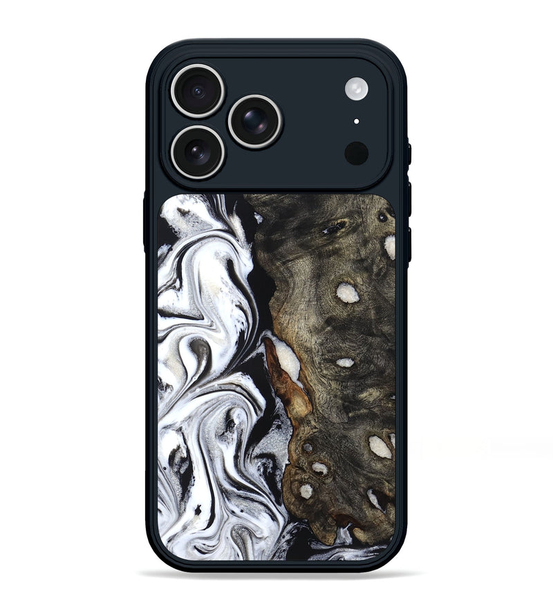 iPhone 17 Pro Max Wood Phone Case - Melba (Black & White, 834945)